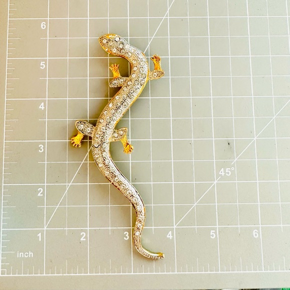 Vintage Rhinestone Lizard Reptile Brooch - Picture 6 of 8